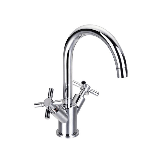 Via Chrome Two-handle Low Arc Bathroom Faucet